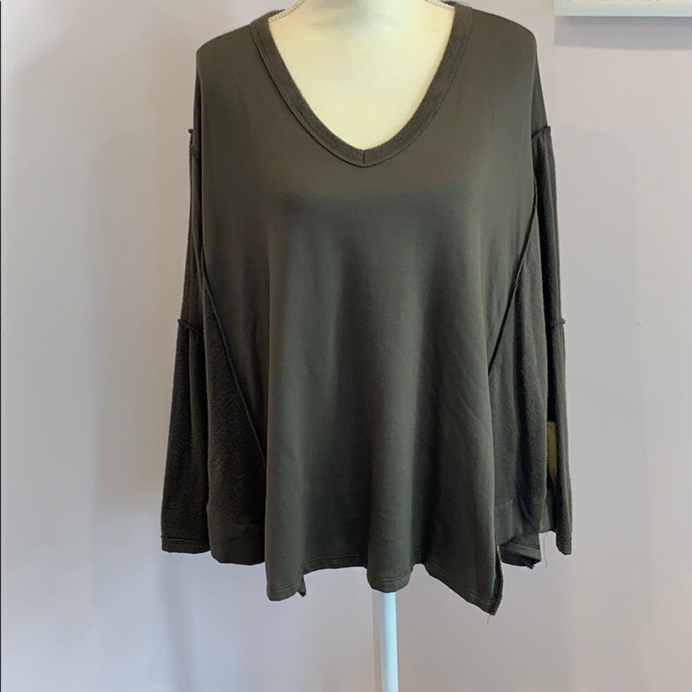 Army Green Vintage Havana Reverse Fleece Top